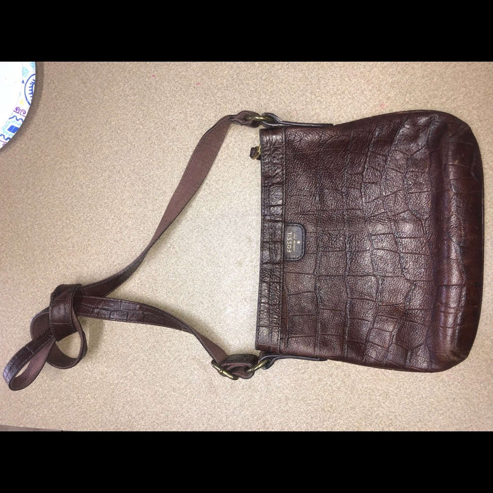 Alligator skin brown Fossil crossbody